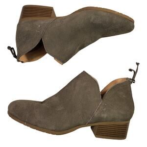 NEW Kenneth Cole Reaction Side Skip ankle bootie deep sage gray suede women sz 8